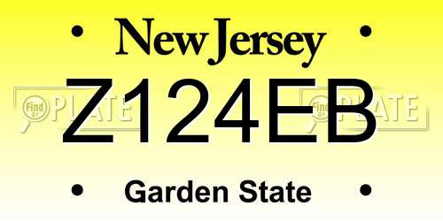 Z124EB New Jersey License Plate