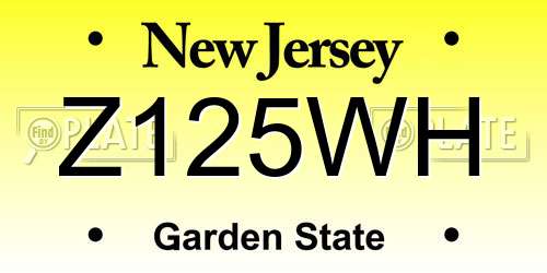 Z125WH New Jersey License Plate
