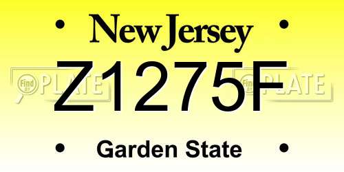 Z1275F New Jersey License Plate