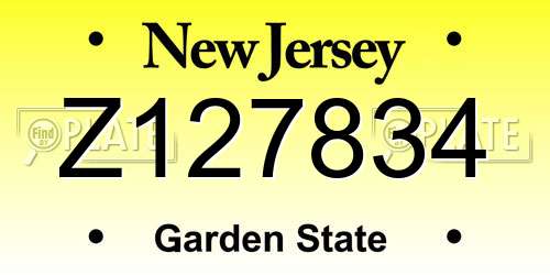 Z127834 New Jersey License Plate