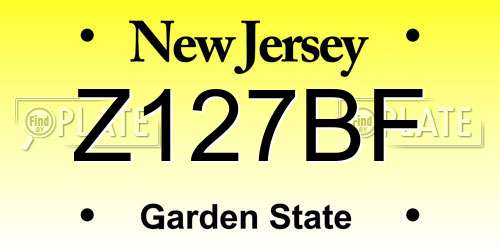 Z127BF New Jersey License Plate