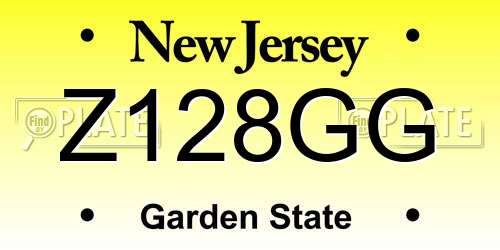 Z128GG New Jersey License Plate