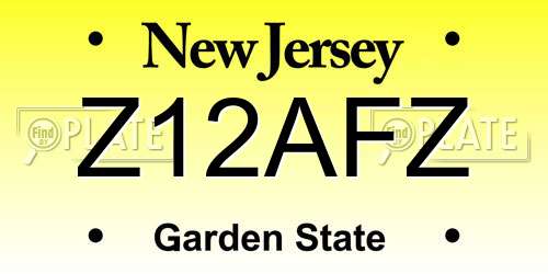 Z12AFZ New Jersey License Plate