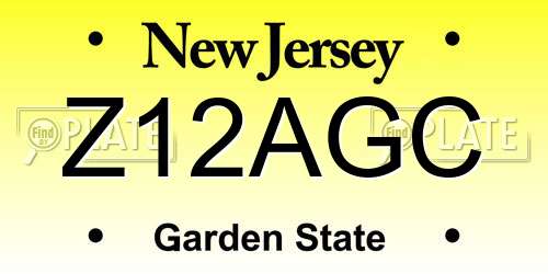 Z12AGC New Jersey License Plate