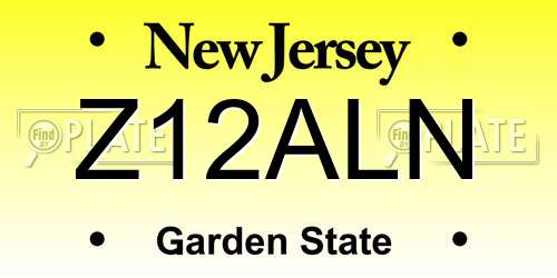 Z12ALN New Jersey License Plate