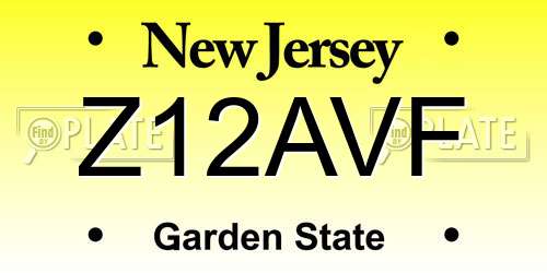 Z12AVF New Jersey License Plate