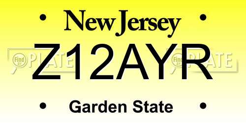 Z12AYR New Jersey License Plate