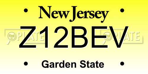 Z12BEV New Jersey License Plate
