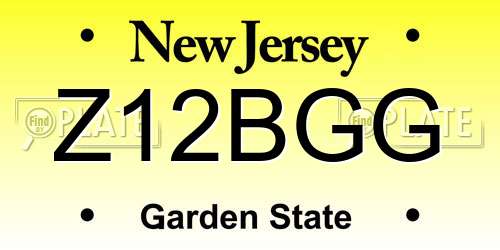 Z12BGG New Jersey License Plate