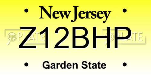 Z12BHP New Jersey License Plate