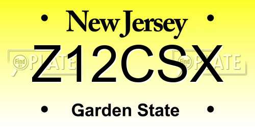 Z12CSX New Jersey License Plate