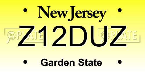 Z12DUZ New Jersey License Plate