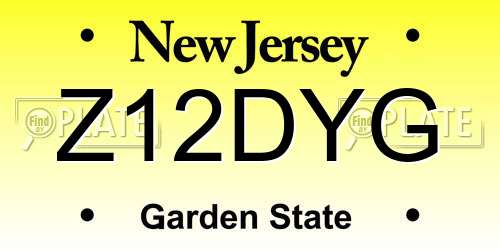 Z12DYG New Jersey License Plate