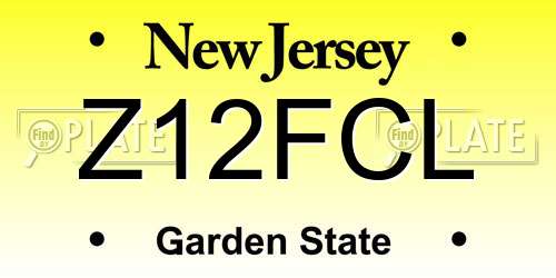 Z12FCL New Jersey License Plate