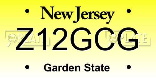 Z12GCG New Jersey License Plate