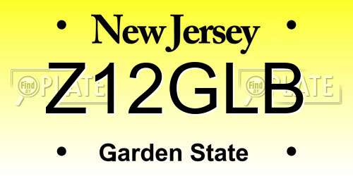 Z12GLB New Jersey License Plate