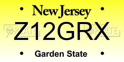 Z12GRX New Jersey License Plate