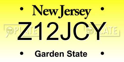 Z12JCY New Jersey License Plate