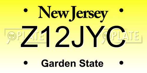 Z12JYC New Jersey License Plate
