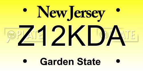 Z12KDA New Jersey License Plate