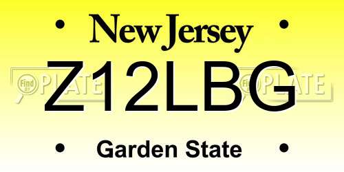 Z12LBG New Jersey License Plate