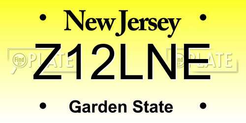 Z12LNE New Jersey License Plate