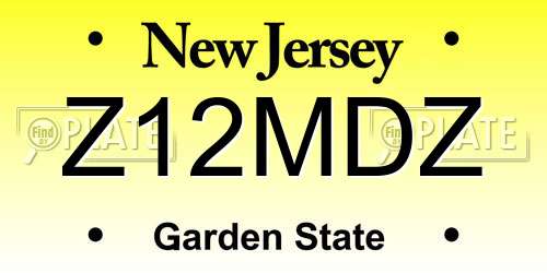 Z12MDZ New Jersey License Plate