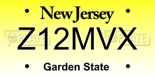 Z12MVX New Jersey License Plate