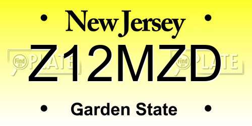 Z12MZD New Jersey License Plate