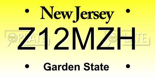 Z12MZH New Jersey License Plate