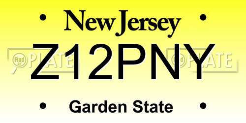 Z12PNY New Jersey License Plate