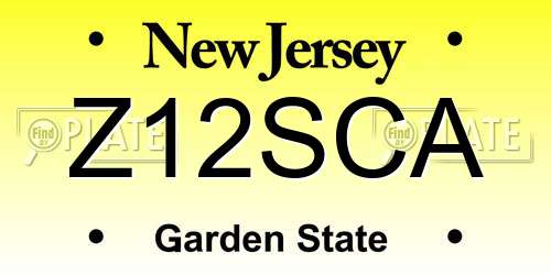 Z12SCA New Jersey License Plate