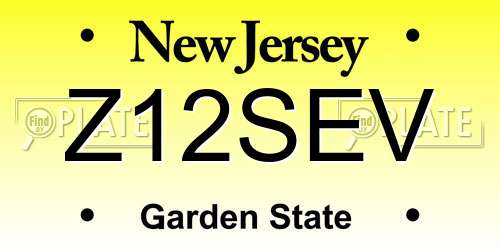 Z12SEV New Jersey License Plate
