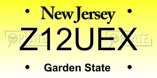 Z12UEX New Jersey License Plate