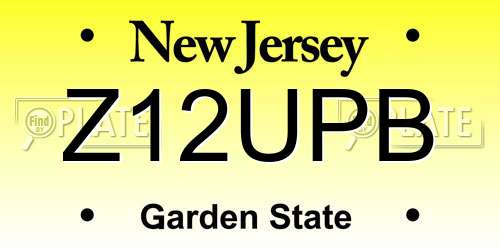 Z12UPB New Jersey License Plate