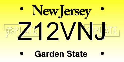 Z12VNJ New Jersey License Plate