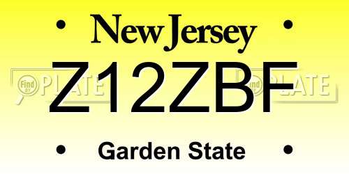 Z12ZBF New Jersey License Plate