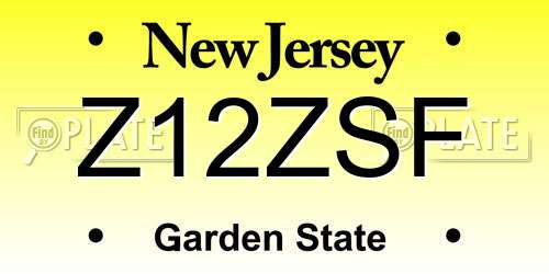 Z12ZSF New Jersey License Plate