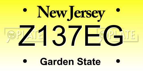 Z137EG New Jersey License Plate