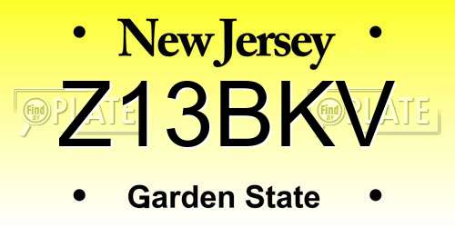 Z13BKV New Jersey License Plate