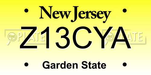 Z13CYA New Jersey License Plate