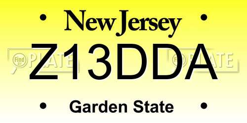 Z13DDA New Jersey License Plate