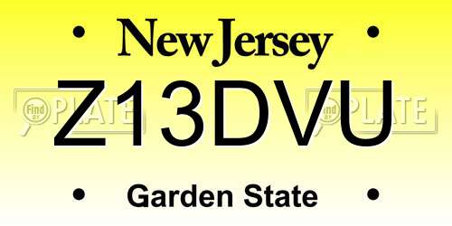 Z13DVU New Jersey License Plate