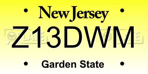 Z13DWM New Jersey License Plate