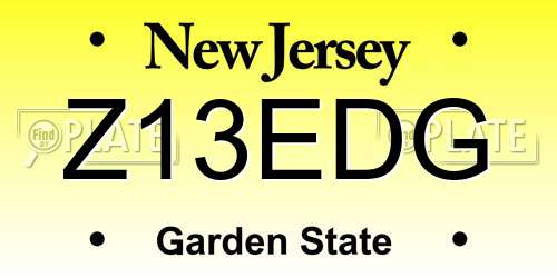 Z13EDG New Jersey License Plate