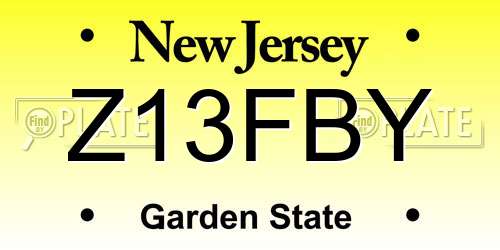 Z13FBY New Jersey License Plate