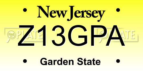 Z13GPA New Jersey License Plate
