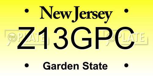 Z13GPC New Jersey License Plate