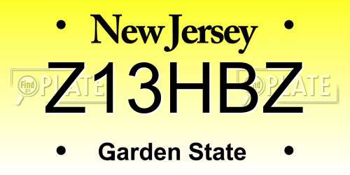 Z13HBZ New Jersey License Plate