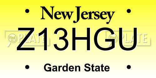 Z13HGU New Jersey License Plate